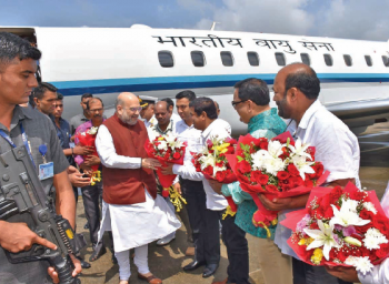 Heavy security cover as Shah arrives at Dabolim airport