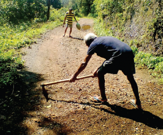 With no help from government, Salgini locals repair potholes