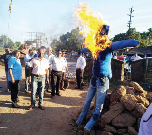 Porvorim BJP stages protest, condemns Khaunte for targetting party spokesman