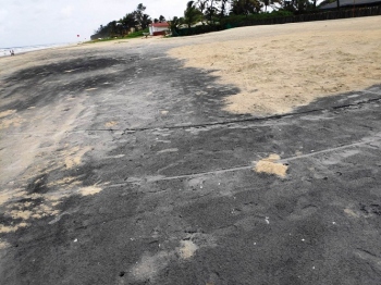 Black oily substance surfaces on Cavelossim beach worrying & there is more plastic than fish netted here