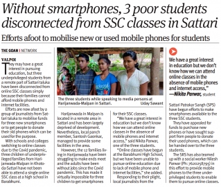 Three poor SSC students gifted phones, get connected to online classes in Sattari