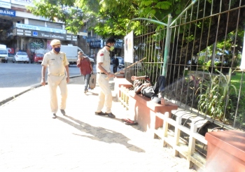 Finally, patrolling along Margao Municipal garden, footpath commences to keep beggars and miscreants at bay
