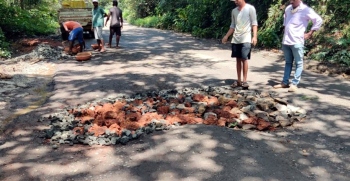 Potholes being filled on Goa-Belagavi highway