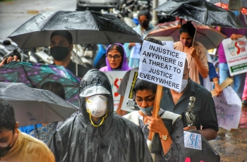 Over 200 Goans brave rains in Panaji to demand quick release of Fr Stan