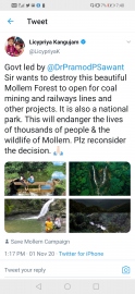 Licypriya’s tweet gives #SaveMollem stir global dimension