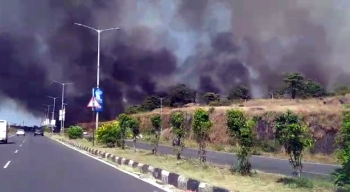 Dry grass catches fire near Zuari Indian Oil tanking site at Sancoale