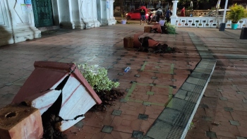 Flower pots vandalised at Margao church