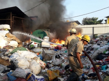MRF shed catches fire at Chimbel