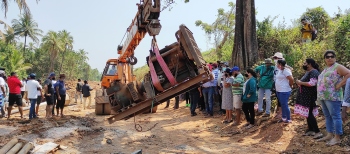 Chandor locals stop rail work in church property