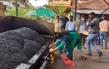 Hotmixing of Valpoi roads begins, concerns raised about quality