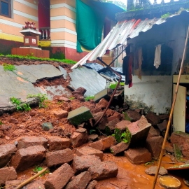 Protection wall comes crashing down in Valpoi