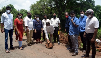Chicalim-Dabolim road widening, retaining wall work underway