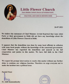AAP produces letter from Delhi church