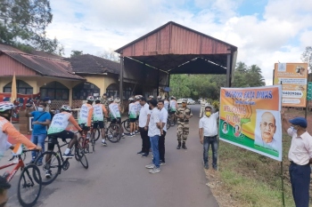 Rashtriya Ekta Diwas Rally cyclists welcomed at Canacona