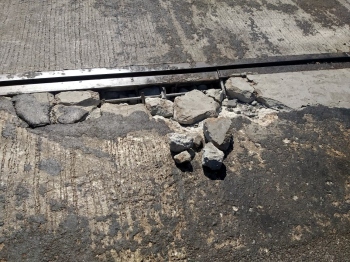 Concrete coming apart at Galgibaga-Maxem bridge