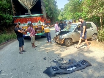 Car, truck collide near Anmod, passengers hurt