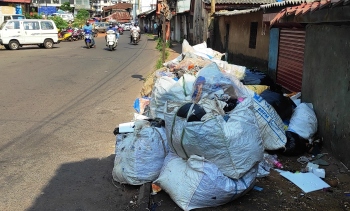 Plastic waste gathers in Margao