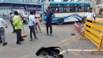 Road caves in near Tilak Maidan after gas pipeline excavation work