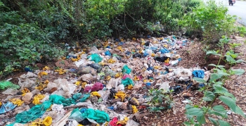 Tonnes of plastic waste along roads threatens to flow into river