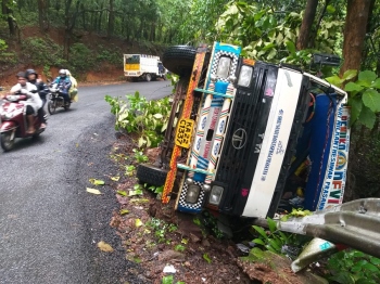 Truck falls off road at Karmalghat, third accident this month