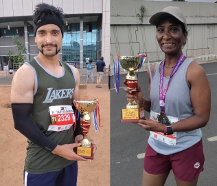 Mohith, Dakshayani win half marathon at Rotary Rain Run