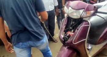Baby cobra gets ride on scooter in Dabolim