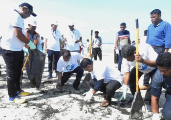 Officials encounter tar balls menace at Colva during beach cleanup drive