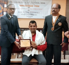 Percussionist Carlos Gonsalves felicitated in Mapusa