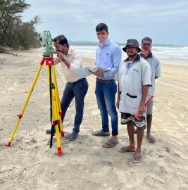 Surveyors demarcating Tourism dept land along Salcete coast reach Varca