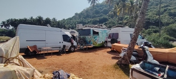 Caravans from EU, Gulf camp at Agonda beach