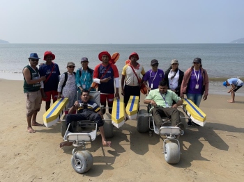 Drishti lifesavers help 47 PwDs to enjoy the sea off Miramar