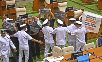 Oppn MLAs wear black, ejected from Assembly after disruption