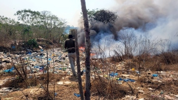 Fire at garbage treatment plant landfill site in Curchorem
