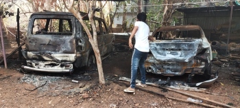 Jeep, car gutted in Curtorim fire