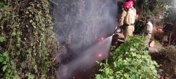 Fire personnel douse dry grass fire in Margao