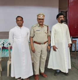 Talk on evacuation drill procedure at SFX HSS Siolim