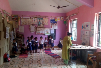 This school has tubelights, fans, electric water filter, but no power connection